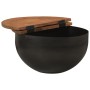 Mesa de centro de madera maciza reciclada negra 50x27 cm