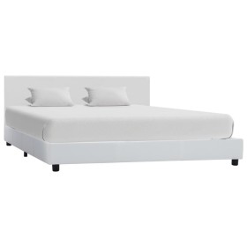 Estructura de cama sin colchón cuero sintético blanco 140x200cm