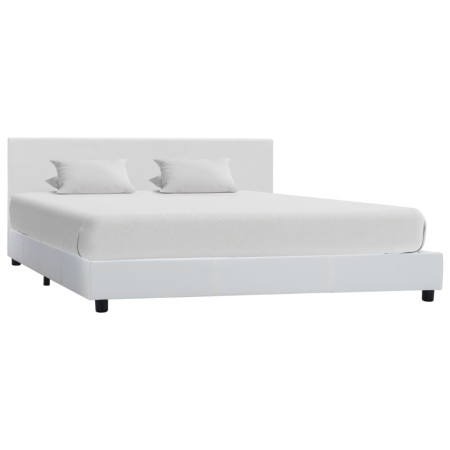 Estructura de cama sin colchón cuero sintético blanco 140x200cm