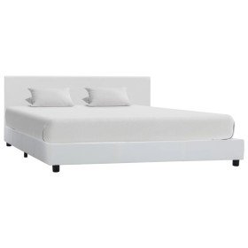 Estructura de cama sin colchón cuero sintético blanco 160x200cm