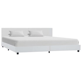 Estructura de cama de cuero sintético blanco 180x200 cm
