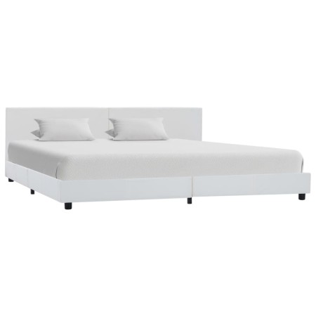 Estructura de cama de cuero sintético blanco 180x200 cm