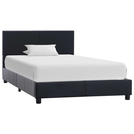 Estructura de cama sin colchón cuero sintético negro 90x200 cm