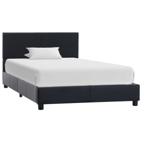 Estructura de cama de cuero sintético negro 100x200 cm