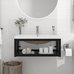 Estructura de baño con lavabo incorporado hierro negro de vidaXL, Tocadores de baño - Ref: Foro24-3101384, Precio: 210,92 €