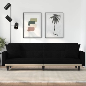 Sofá cama con cojines tela negro