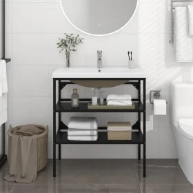 Estructura de baño con lavabo incorporado hierro negro de vidaXL, Tocadores de baño - Ref: Foro24-3101378, Precio: 214,63 €, ...