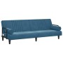 Sofá cama con reposabrazos terciopelo azul