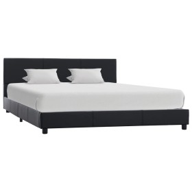 Estructura de cama sin colchón cuero sintético negro 140x200cm