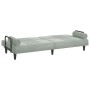Sofá cama con reposabrazos terciopelo gris claro