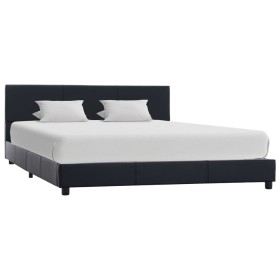 Estructura de cama cuero sintético negro 160x200 cm