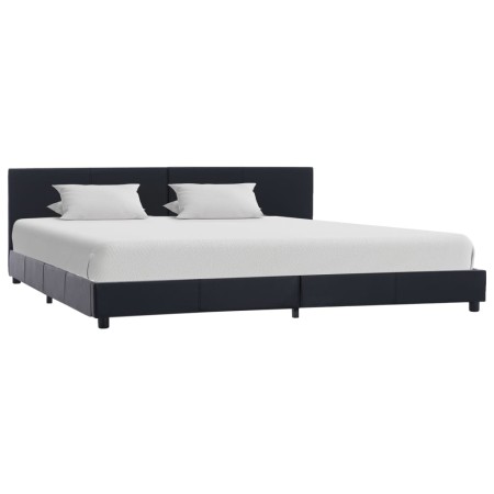 Estructura de cama de cuero sintético negro 180x200 cm
