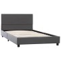 Estructura de cama sin colchón cuero sintético gris 90x200 cm