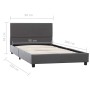 Estructura de cama sin colchón cuero sintético gris 90x200 cm