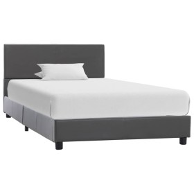 Estructura de cama de cuero sintético gris 100x200 cm