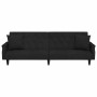 Sofá cama con reposabrazos terciopelo negro