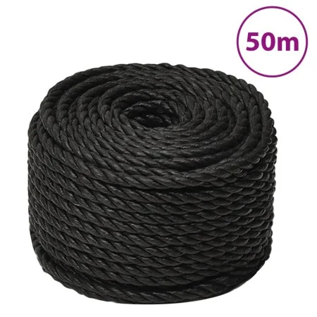 Schwarzes Polypropylen-Arbeitsseil 10 mm 50 m von vidaXL, Seile und Metallschnüre - Ref: Foro24-153012, Preis: 21,68 €, Rabat...