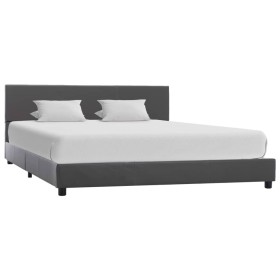 Estructura de cama de cuero sintético gris 160x200 cm
