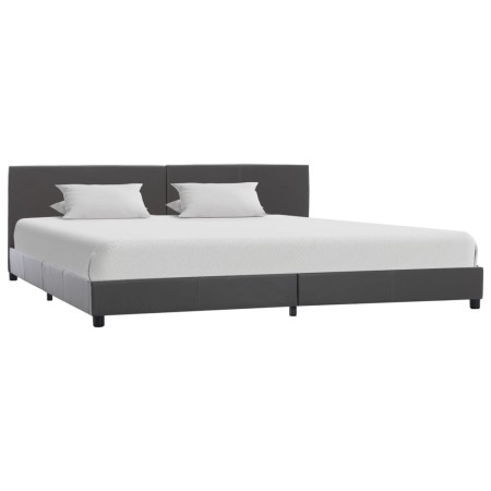 Estructura de cama de cuero sintético gris 180x200 cm