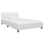 Estructura de cama sin colchón cuero sintético blanco 90x200 cm