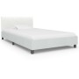 Estructura de cama sin colchón cuero sintético blanco 90x200 cm
