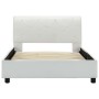 Estructura de cama sin colchón cuero sintético blanco 90x200 cm