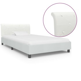 Estructura de cama de cuero sintético blanco 100x200 cm