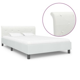 Estructura de cama de cuero sintético blanco 120x200 cm