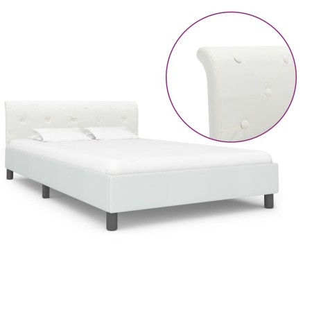 Estructura de cama sin colchón cuero sintético blanco 140x200cm
