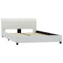 Estructura de cama sin colchón cuero sintético blanco 140x200cm