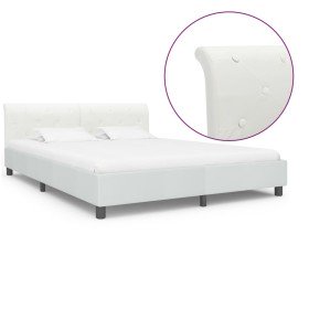 Estructura de cama de cuero sintético blanco 160x200 cm Estructura de cama de cuero sintético blanco 160x200 cm