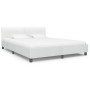 Estructura de cama de cuero sintético blanco 160x200 cm