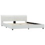 Estructura de cama de cuero sintético blanco 160x200 cm