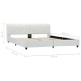 Estructura de cama de cuero sintético blanco 160x200 cm