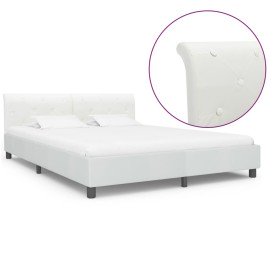 Estructura de cama de cuero sintético blanco 180x200 cm Estructura de cama de cuero sintético blanco 180x200 cm