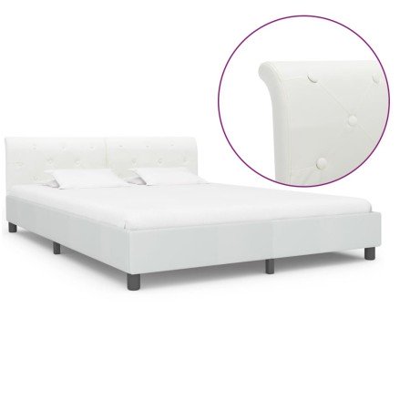 Estructura de cama de cuero sintético blanco 180x200 cm