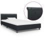 Estructura de cama sin colchón cuero sintético negro 90x200 cm