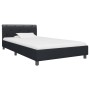 Estructura de cama sin colchón cuero sintético negro 90x200 cm