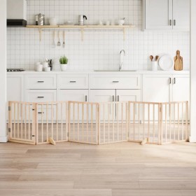 Puerta para perros plegable 6 paneles madera de álamo 300 cm