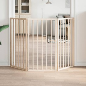 Puerta para perros plegable 3 paneles madera de álamo 150 cm