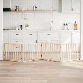 Puerta para perros plegable 4 paneles madera de álamo 320 cm