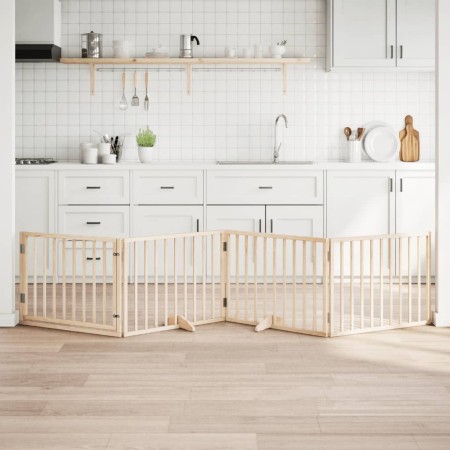 Puerta para perros plegable 4 paneles madera de álamo 320 cm