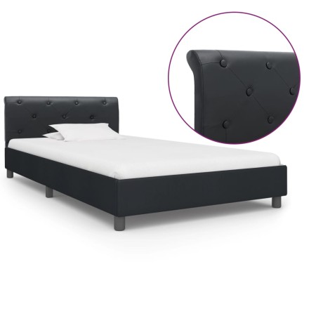 Estructura de cama de cuero sintético negro 100x200 cm