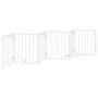 Puerta para perros plegable 3 paneles madera álamo blanca 300cm