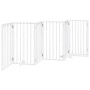 Puerta para perros plegable 3 paneles madera álamo blanca 300cm