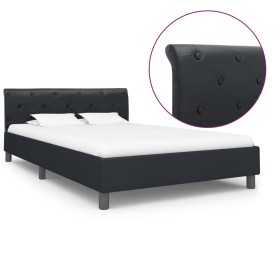 Estructura de cama de cuero sintético negro 120x200 cm