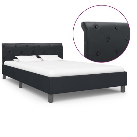 Estructura de cama de cuero sintético negro 120x200 cm