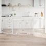 Puerta para perros plegable 4 paneles madera álamo blanca 320cm