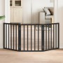 Puerta para perros plegable 3 paneles madera álamo negra 150 cm