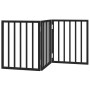 Puerta para perros plegable 3 paneles madera álamo negra 150 cm
